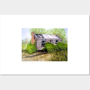 Old Ruined Cottage in Coleraine Watercolour Painting Posters and Art